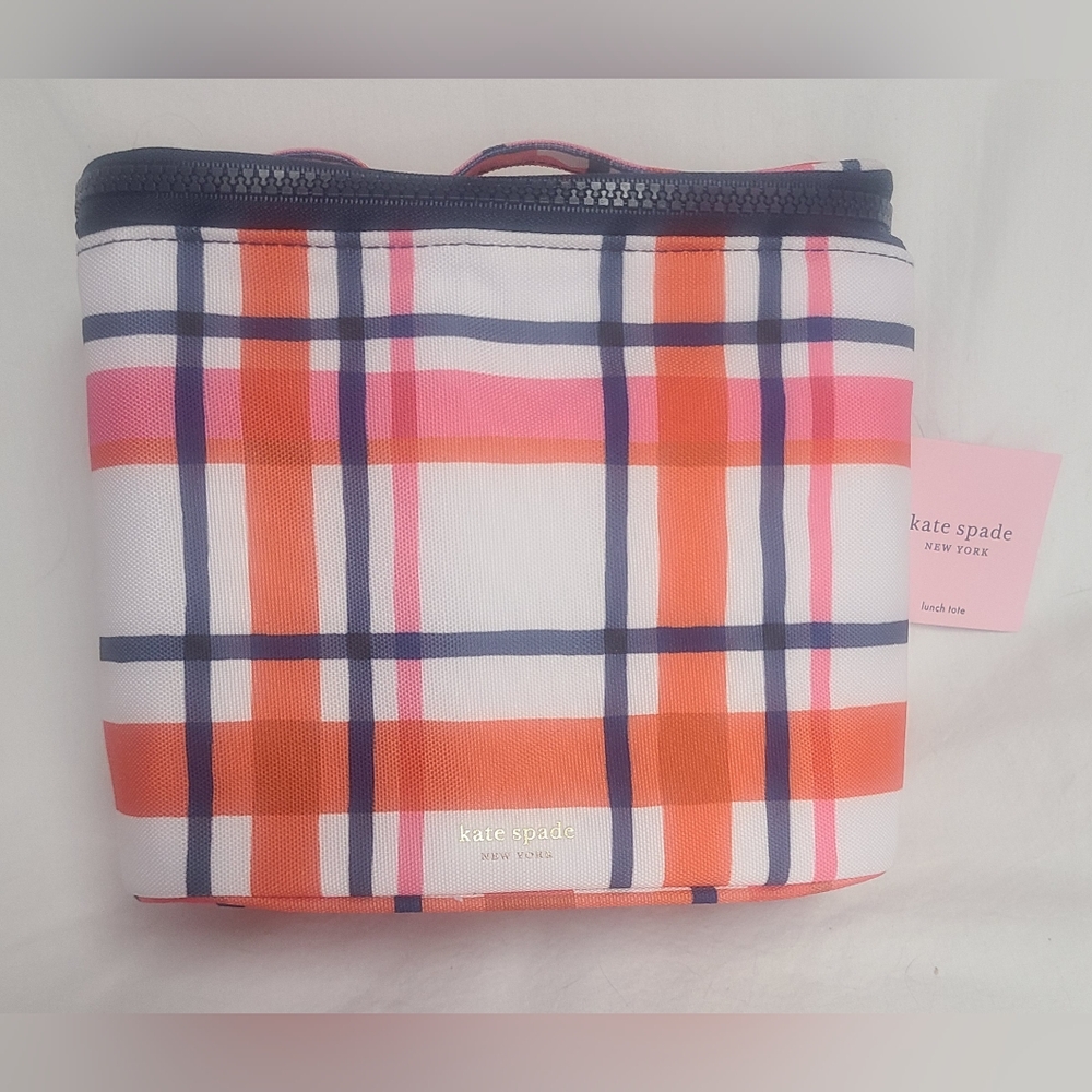 Kate Spade NY Spring Plaid Insulated Lunch Tote NWT